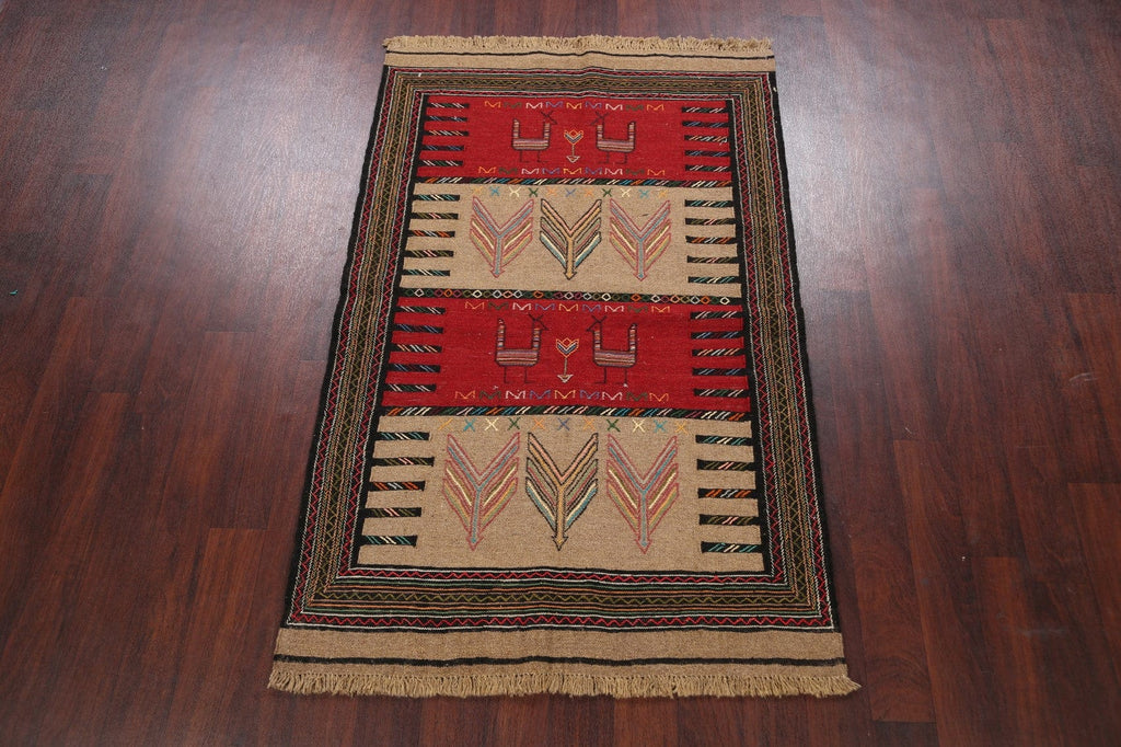 Tribal Sumak Kilim Persian Area Rug 4x6