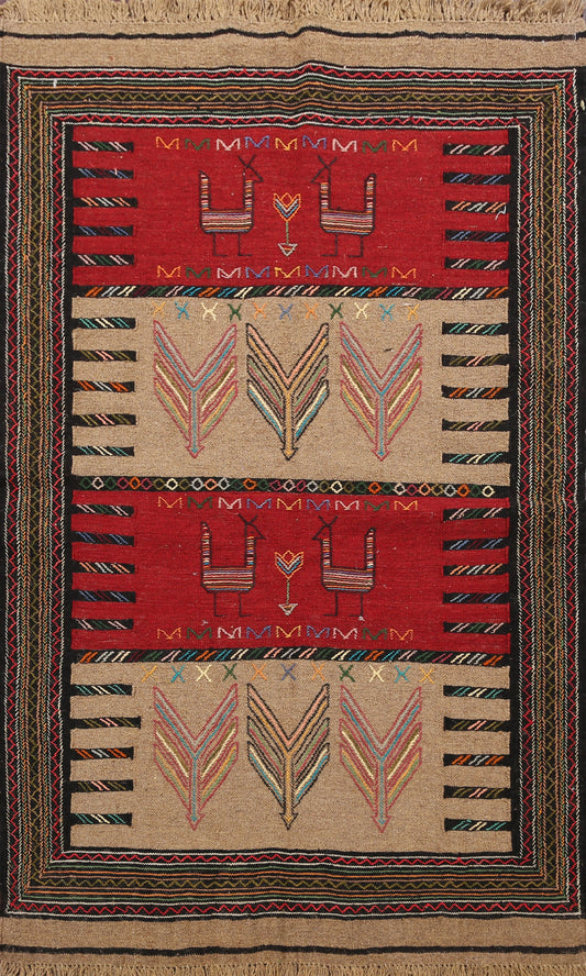 Tribal Sumak Kilim Persian Area Rug 4x6