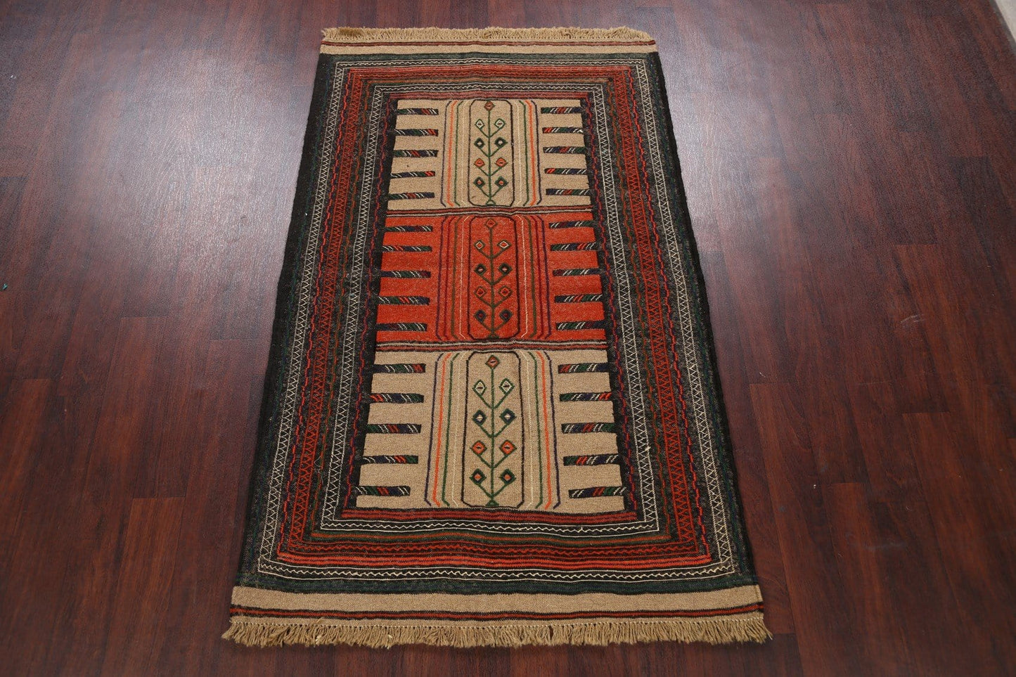 Tribal Sumak Kilim Hand-Woven Persian Area Rug 4x6