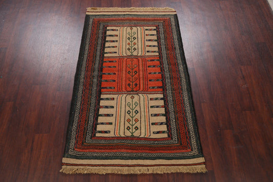 Tribal Sumak Kilim Hand-Woven Persian Area Rug 4x6