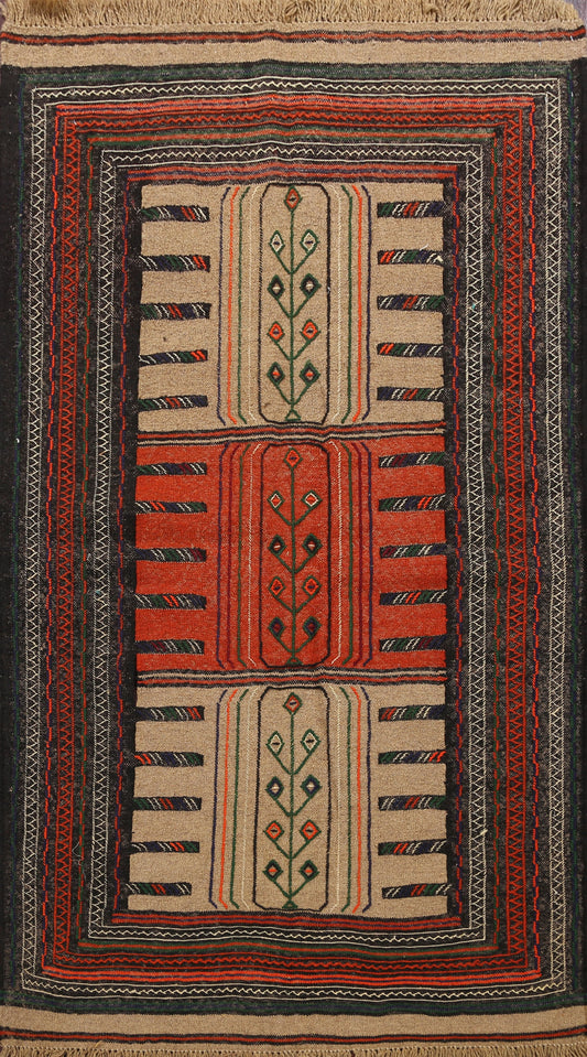 Tribal Sumak Kilim Hand-Woven Persian Area Rug 4x6