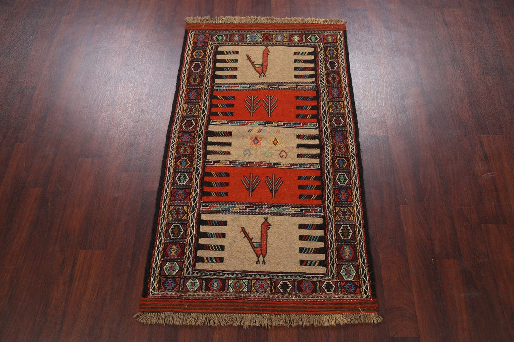 Tribal Sumak Kilim Hand-Woven Persian Area Rug 3x6