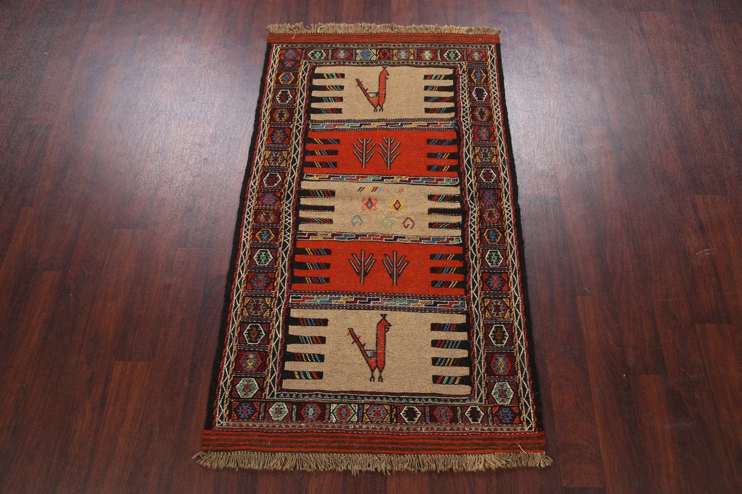 Tribal Sumak Kilim Hand-Woven Persian Area Rug 3x6