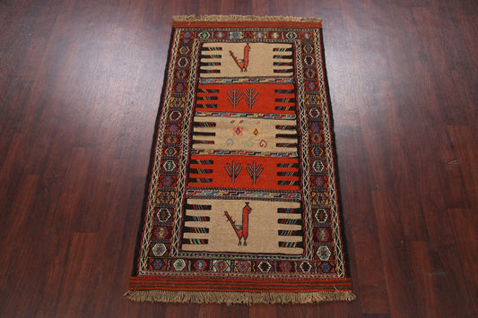 Tribal Sumak Kilim Hand-Woven Persian Area Rug 3x6