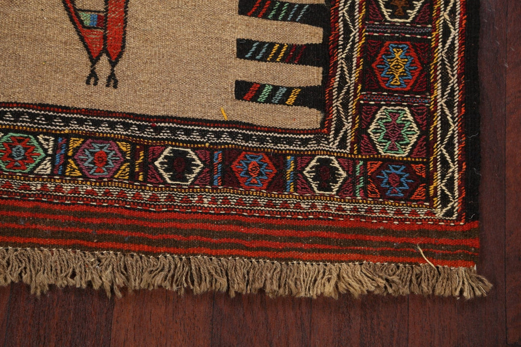 Tribal Sumak Kilim Hand-Woven Persian Area Rug 3x6