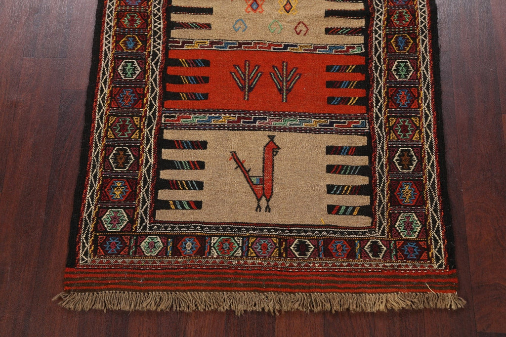 Tribal Sumak Kilim Hand-Woven Persian Area Rug 3x6