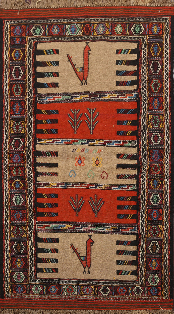 Tribal Sumak Kilim Hand-Woven Persian Area Rug 3x6