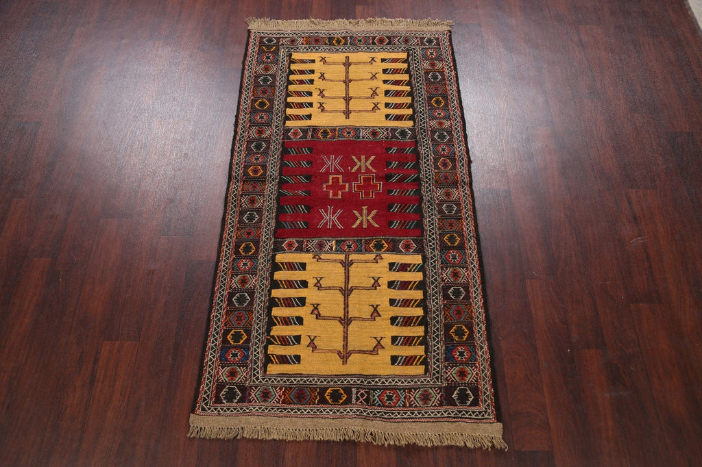 Tribal Sumak Kilim Hand-Woven Persian Area Rug 3x6