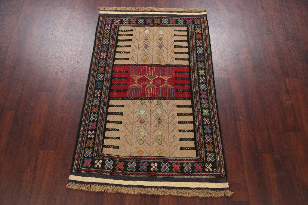 Tribal Sumak Kilim Hand-Woven Persian Area Rug 4x6