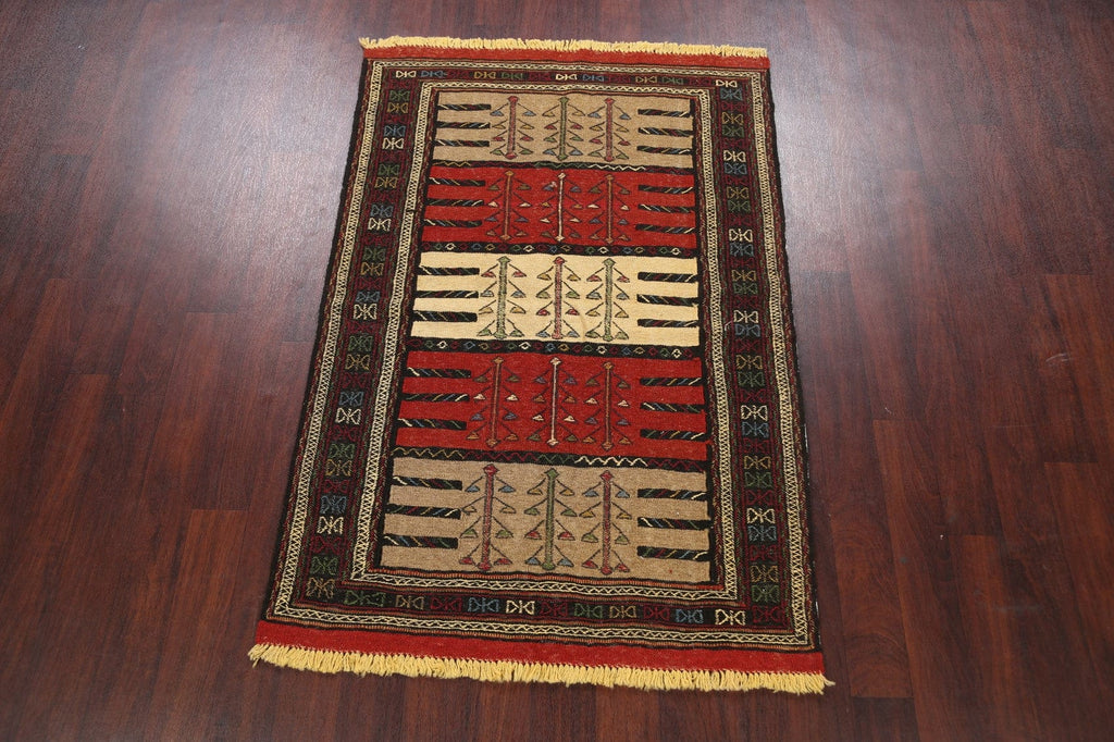 Tribal Sumak Kilim Hand-Woven Persian Area Rug 4x6