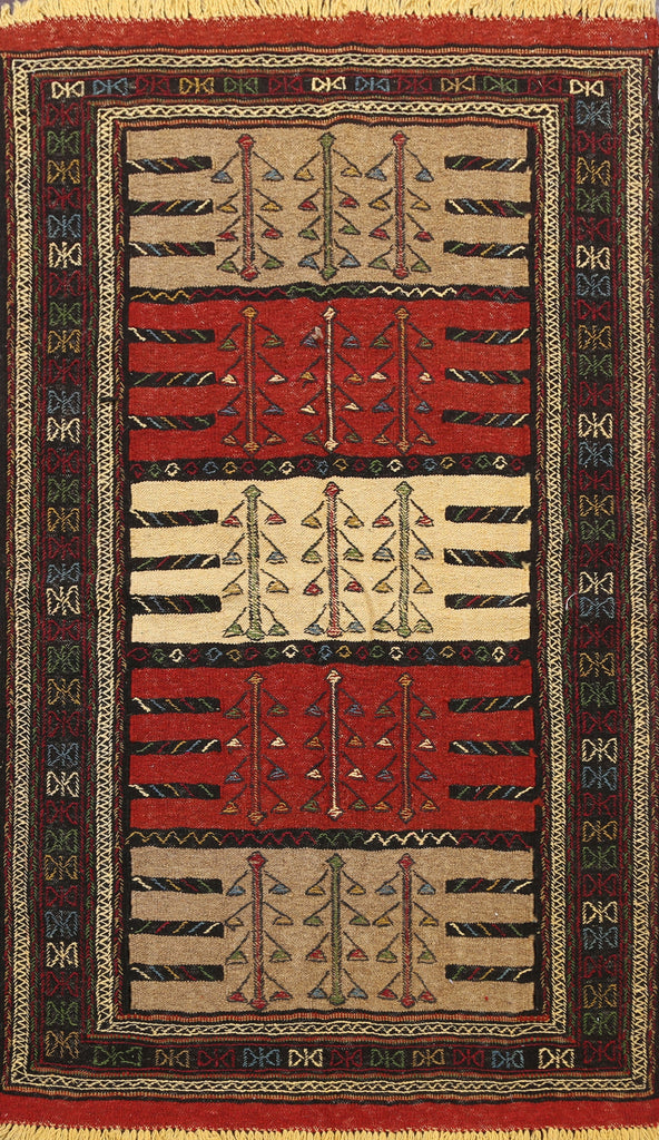 Tribal Sumak Kilim Hand-Woven Persian Area Rug 4x6