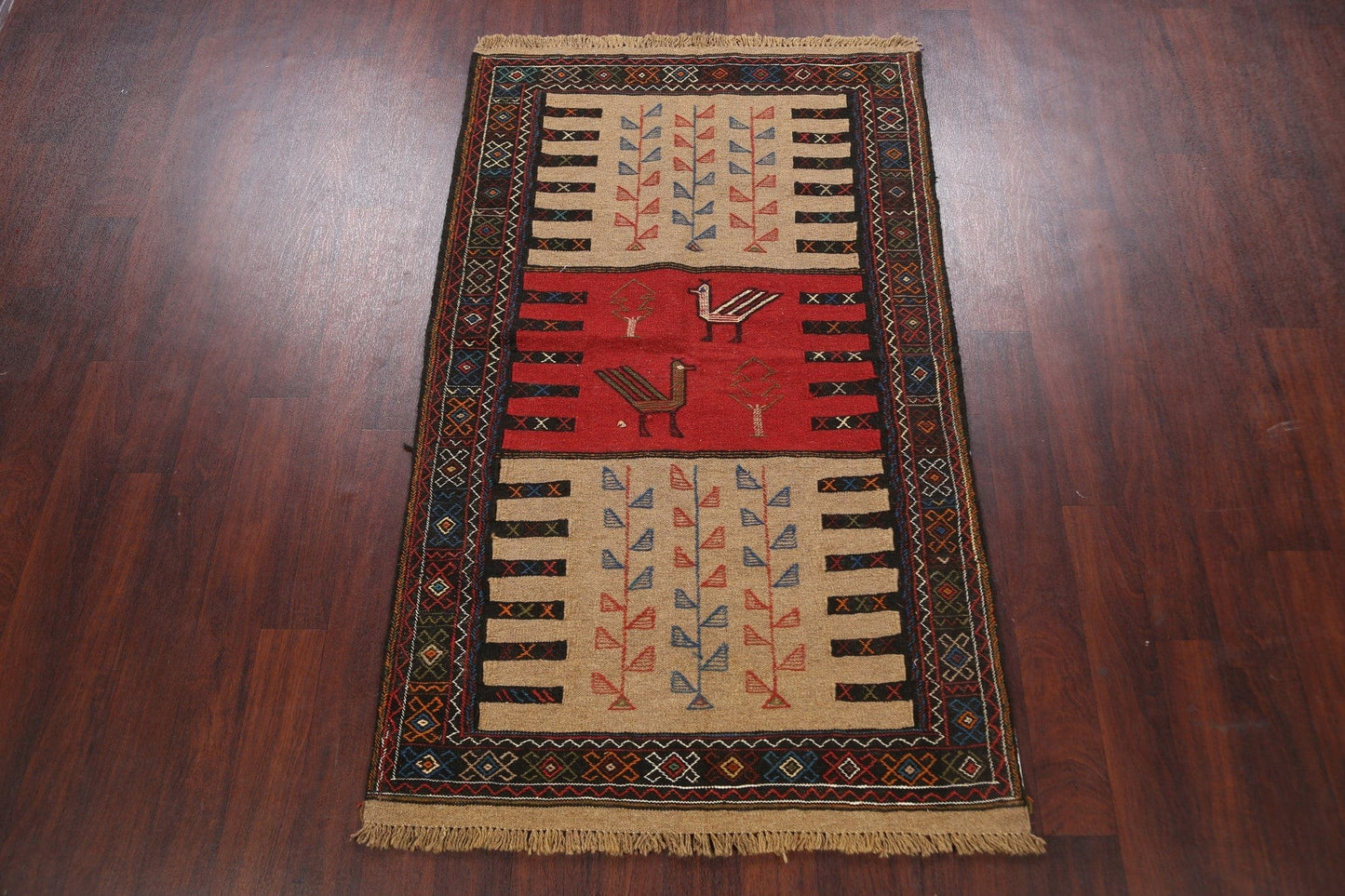 Tribal Sumak Kilim Hand-Woven Persian Area Rug 4x6