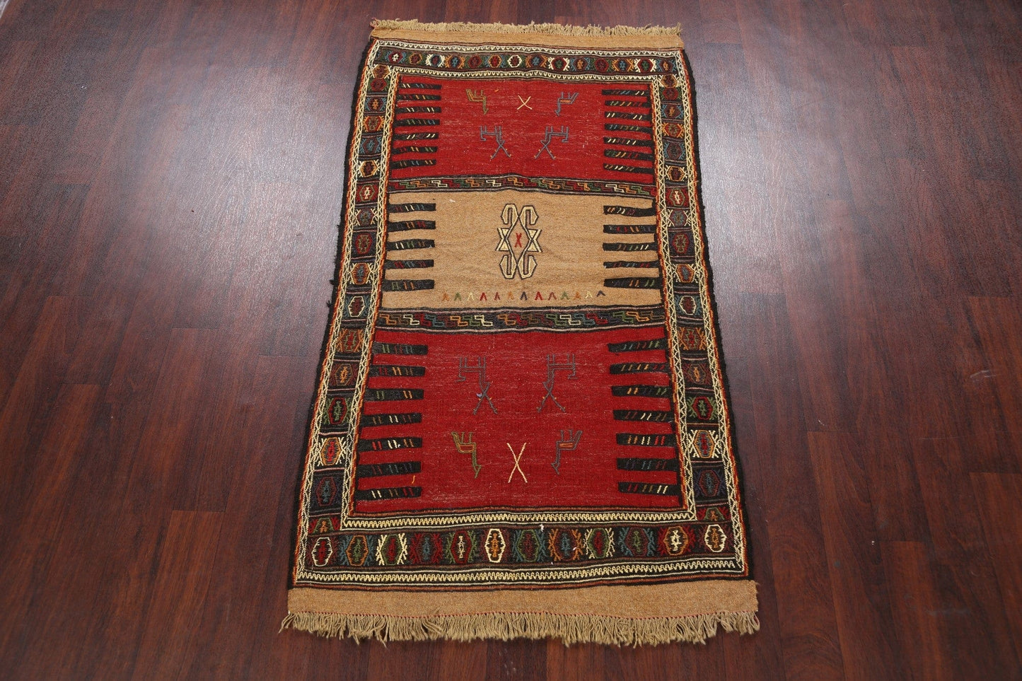 Tribal Sumak Kilim Hand-Woven Persian Area Rug 3x6