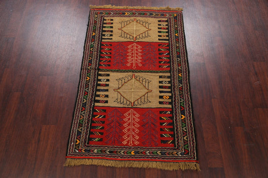 Tribal Sumak Kilim Hand-Woven Persian Area Rug 4x6