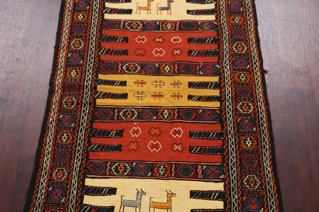 Tribal Sumak Kilim Hand-Woven Persian Area Rug 3x6