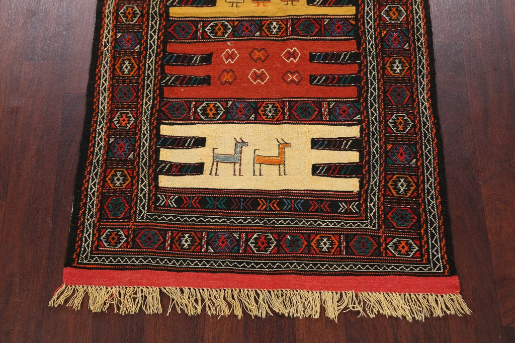 Tribal Sumak Kilim Hand-Woven Persian Area Rug 3x6