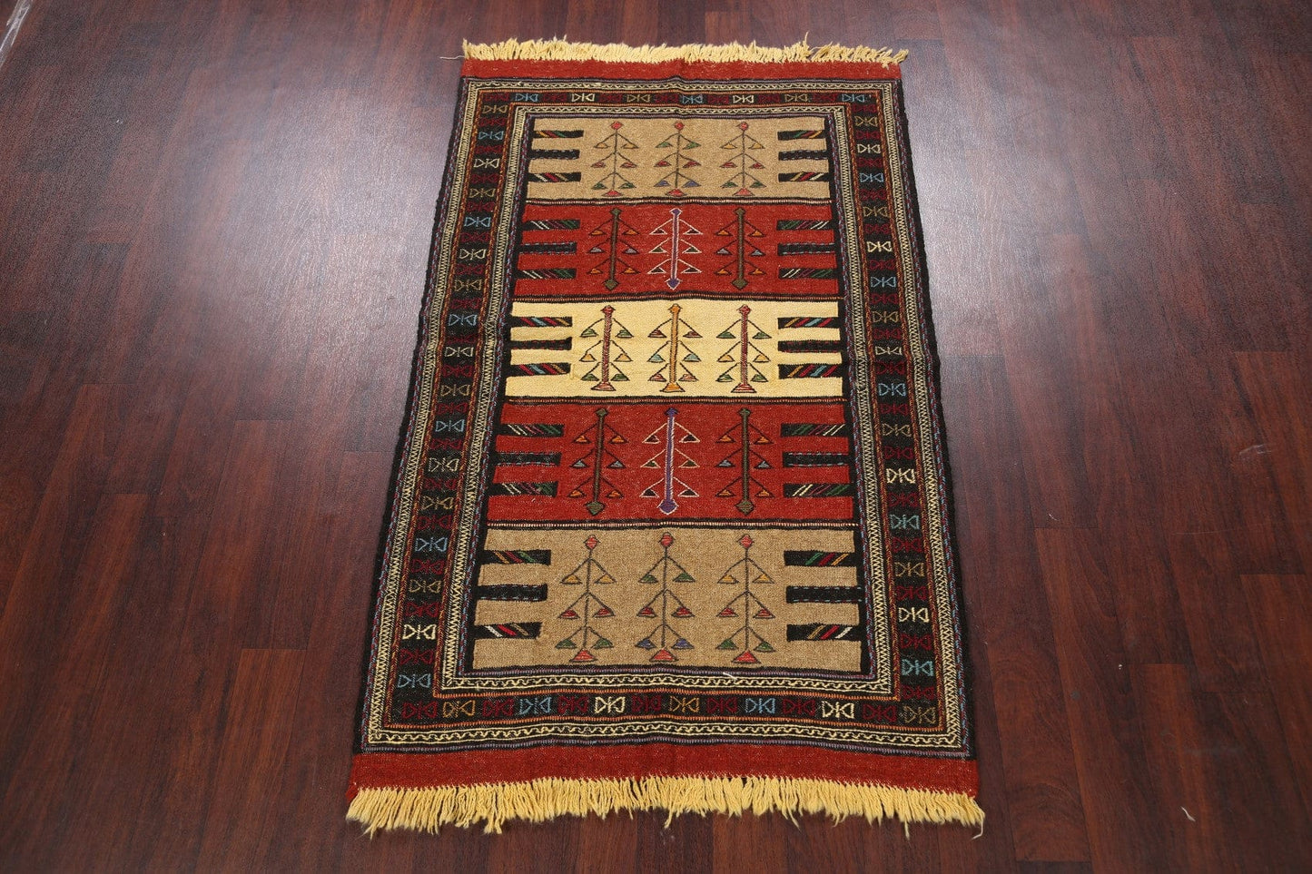 Tribal Sumak Kilim Hand-Woven Persian Area Rug 4x6