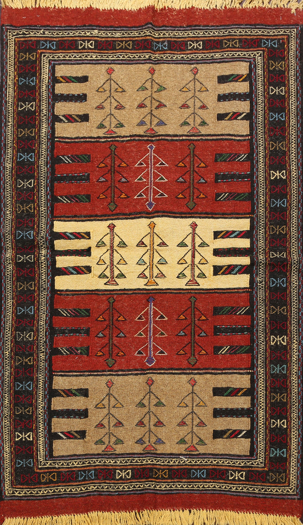 Tribal Sumak Kilim Hand-Woven Persian Area Rug 4x6