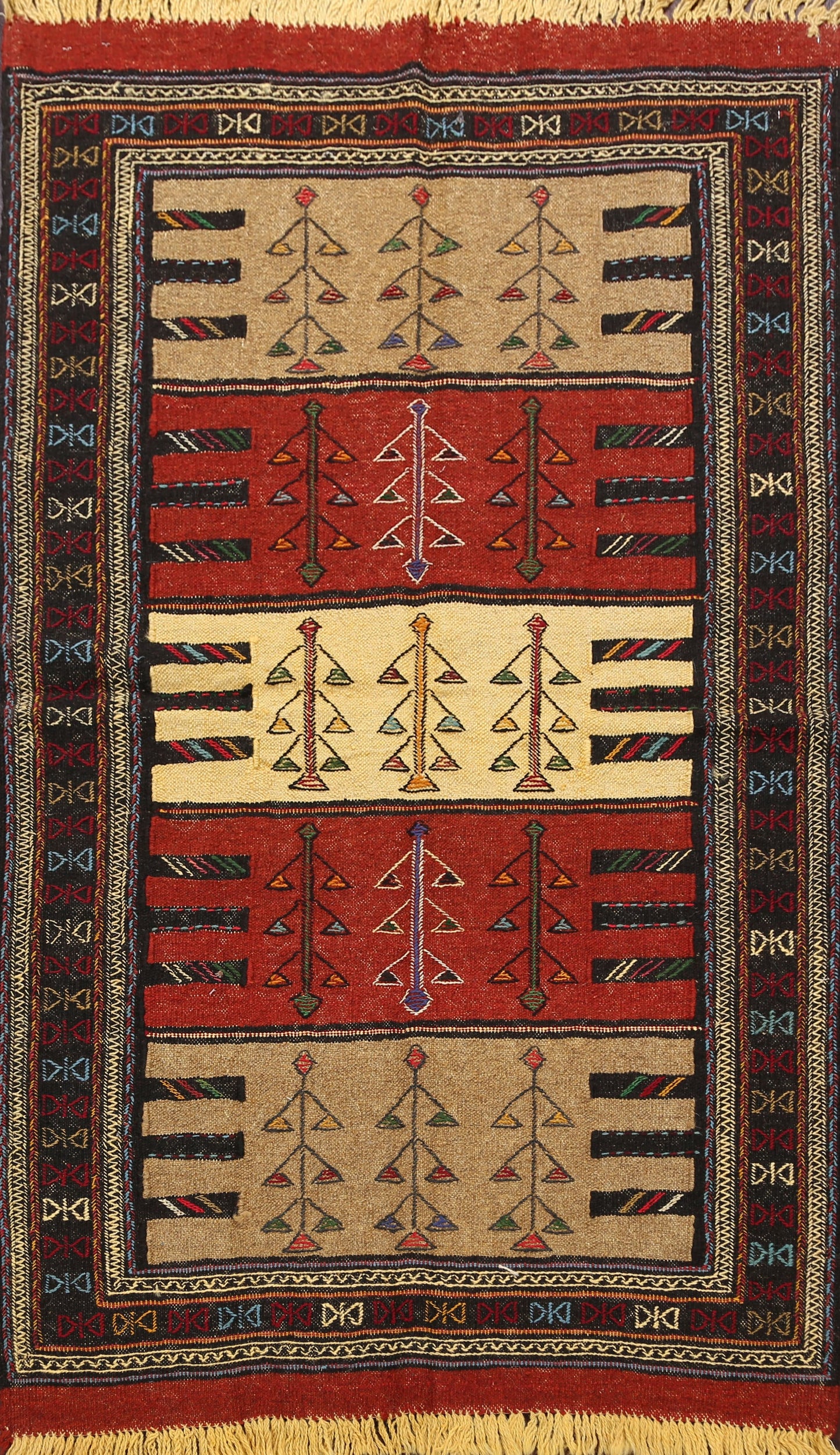 Tribal Sumak Kilim Hand-Woven Persian Area Rug 4x6