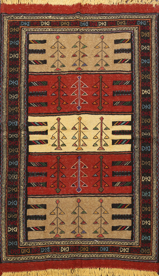 Tribal Sumak Kilim Hand-Woven Persian Area Rug 4x6