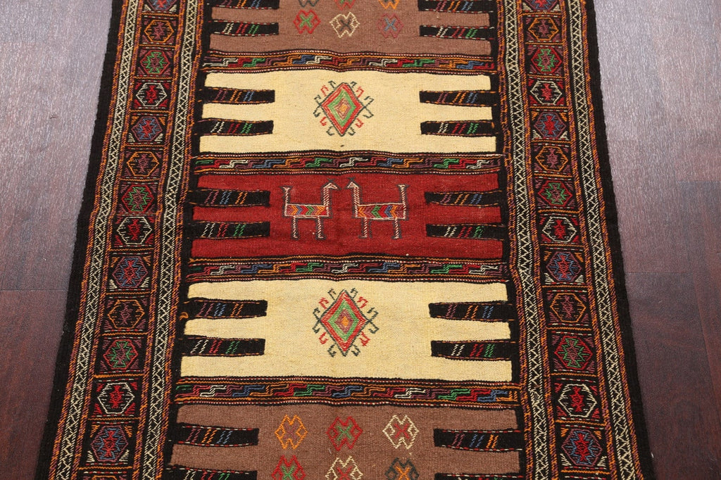 Tribal Sumak Kilim Hand-Woven Persian Area Rug 3x6