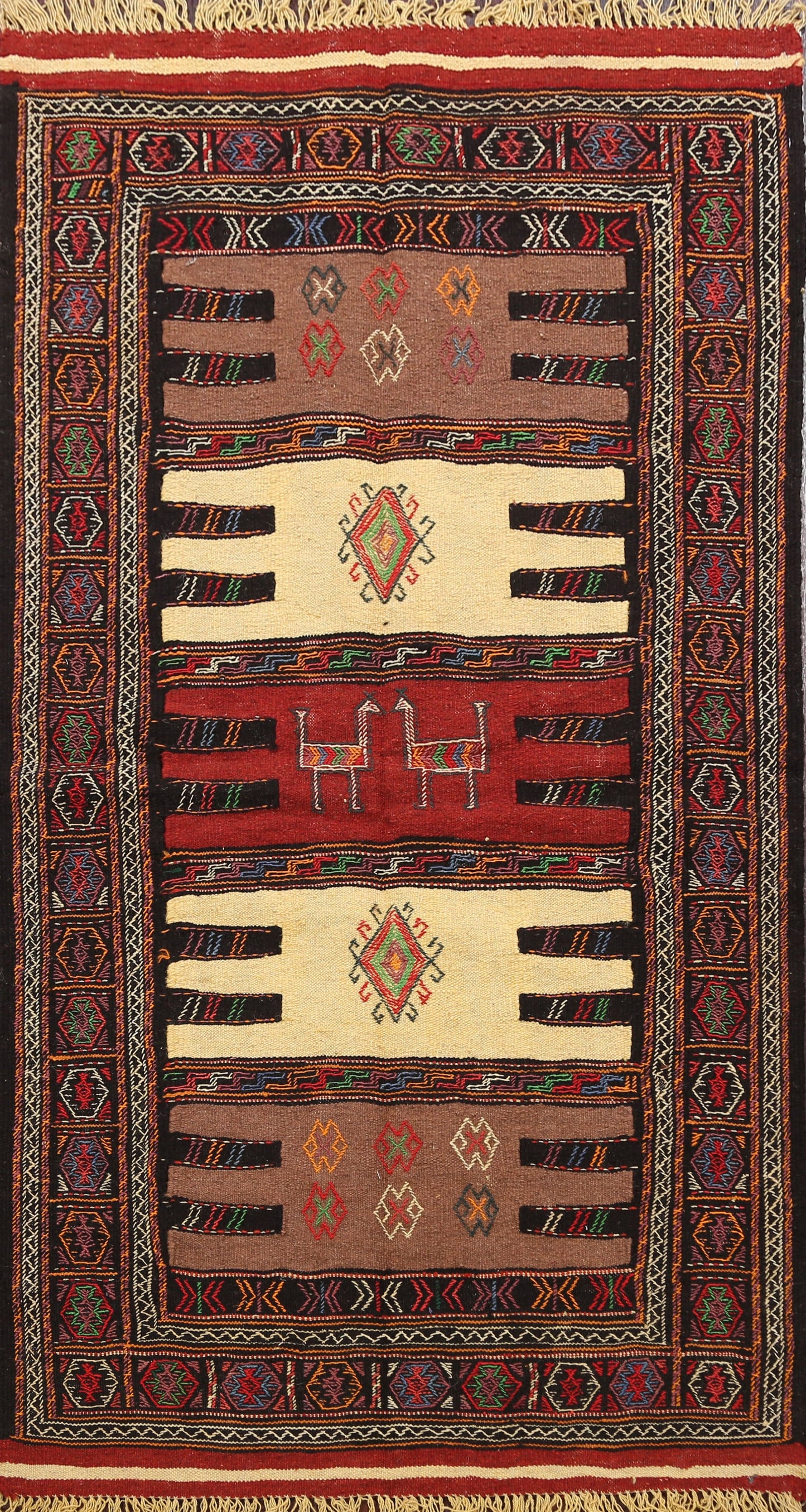 Tribal Sumak Kilim Hand-Woven Persian Area Rug 3x6