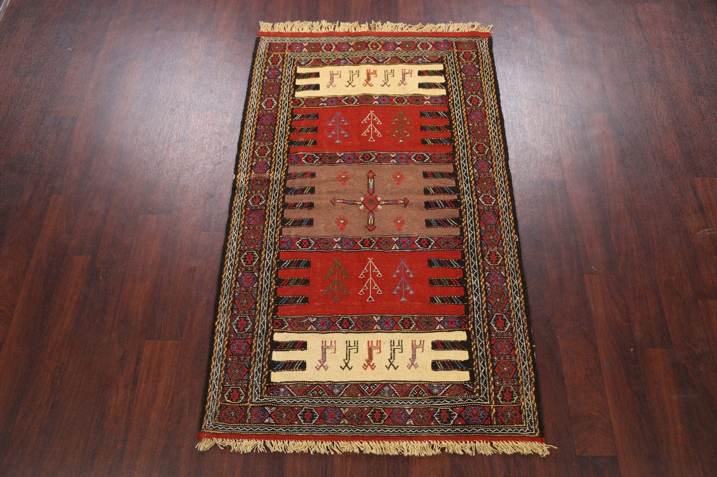 Tribal Sumak Kilim Hand-Woven Persian Area Rug 4x6