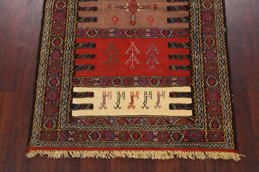 Tribal Sumak Kilim Hand-Woven Persian Area Rug 4x6