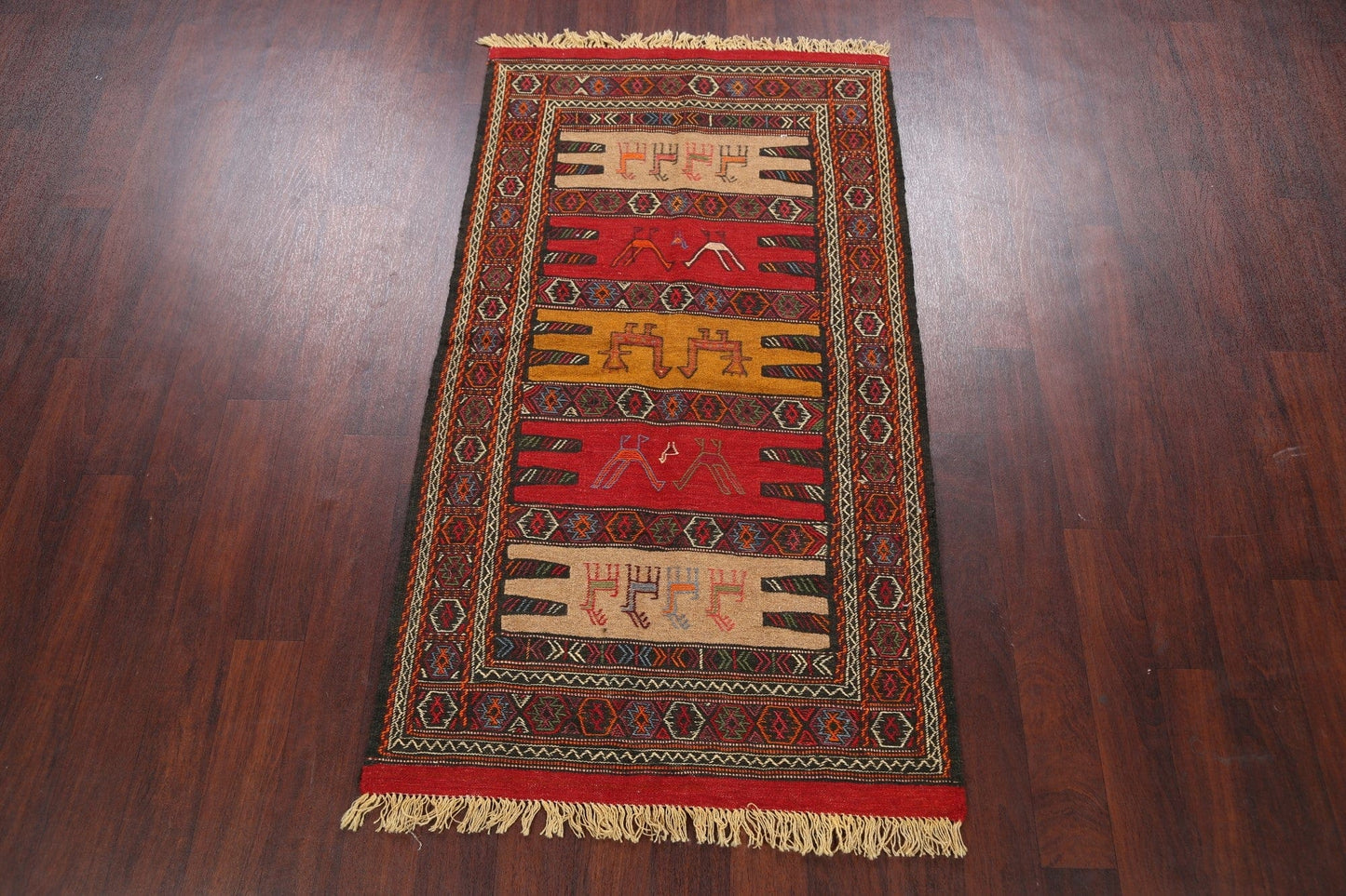 Tribal Sumak Kilim Hand-Woven Persian Area Rug 3x6