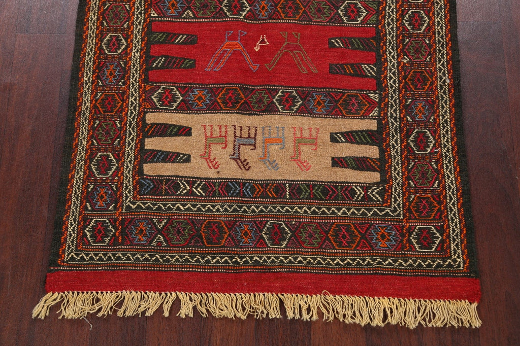 Tribal Sumak Kilim Hand-Woven Persian Area Rug 3x6