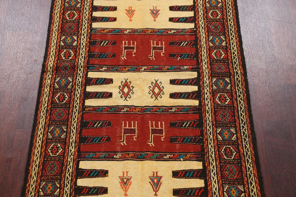 Tribal Sumak Kilim Hand-Woven Persian Area Rug 3x6