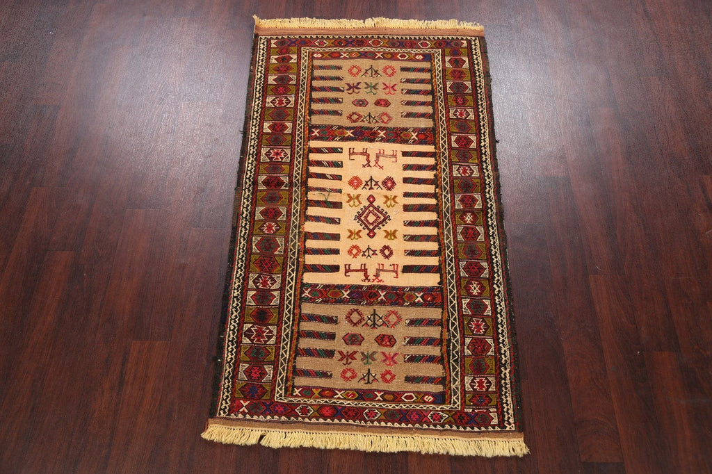 Tribal Sumak Kilim Hand-Woven Persian Area Rug 3x6