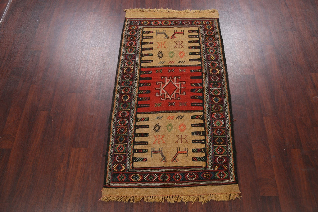 Tribal Sumak Kilim Hand-Woven Persian Area Rug 3x6