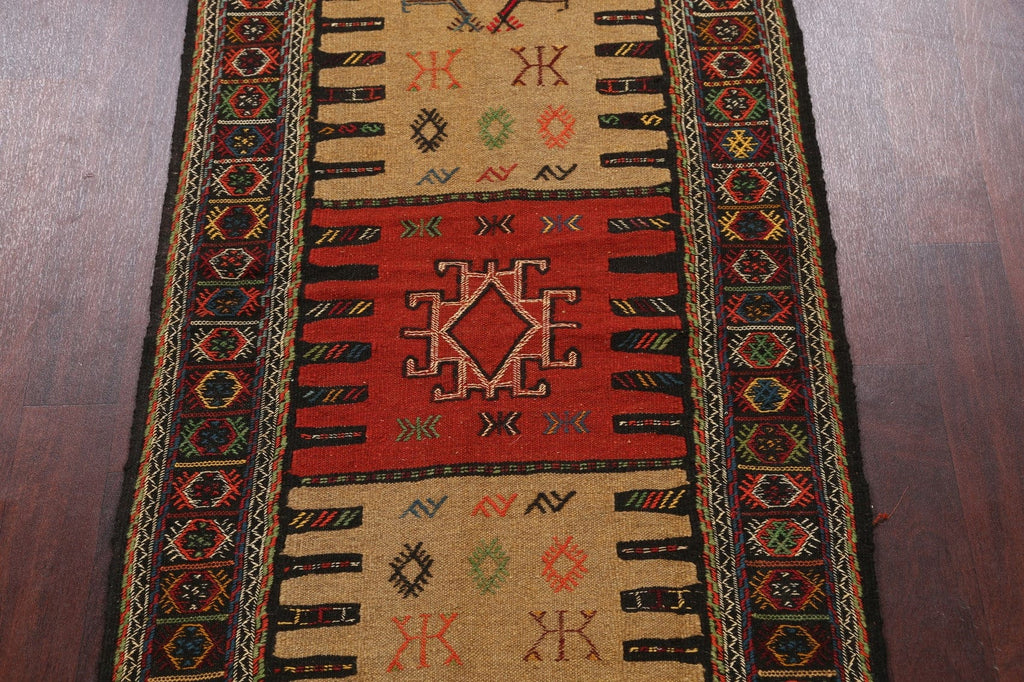 Tribal Sumak Kilim Hand-Woven Persian Area Rug 3x6