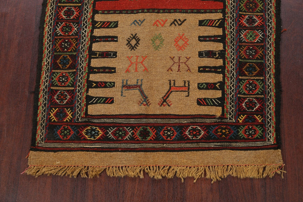 Tribal Sumak Kilim Hand-Woven Persian Area Rug 3x6