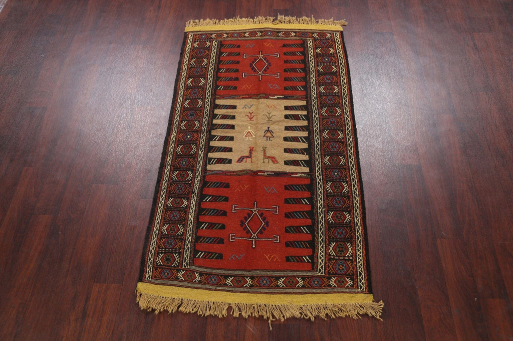 Tribal Sumak Kilim Hand-Woven Persian Area Rug 3x6