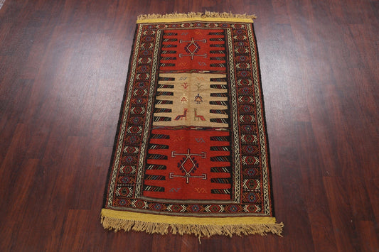 Tribal Sumak Kilim Hand-Woven Persian Area Rug 3x6