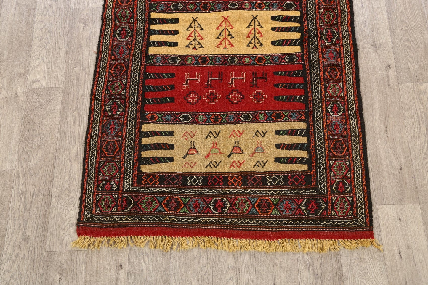 Tribal Sumak Kilim Hand-Woven Persian Area Rug 3x6