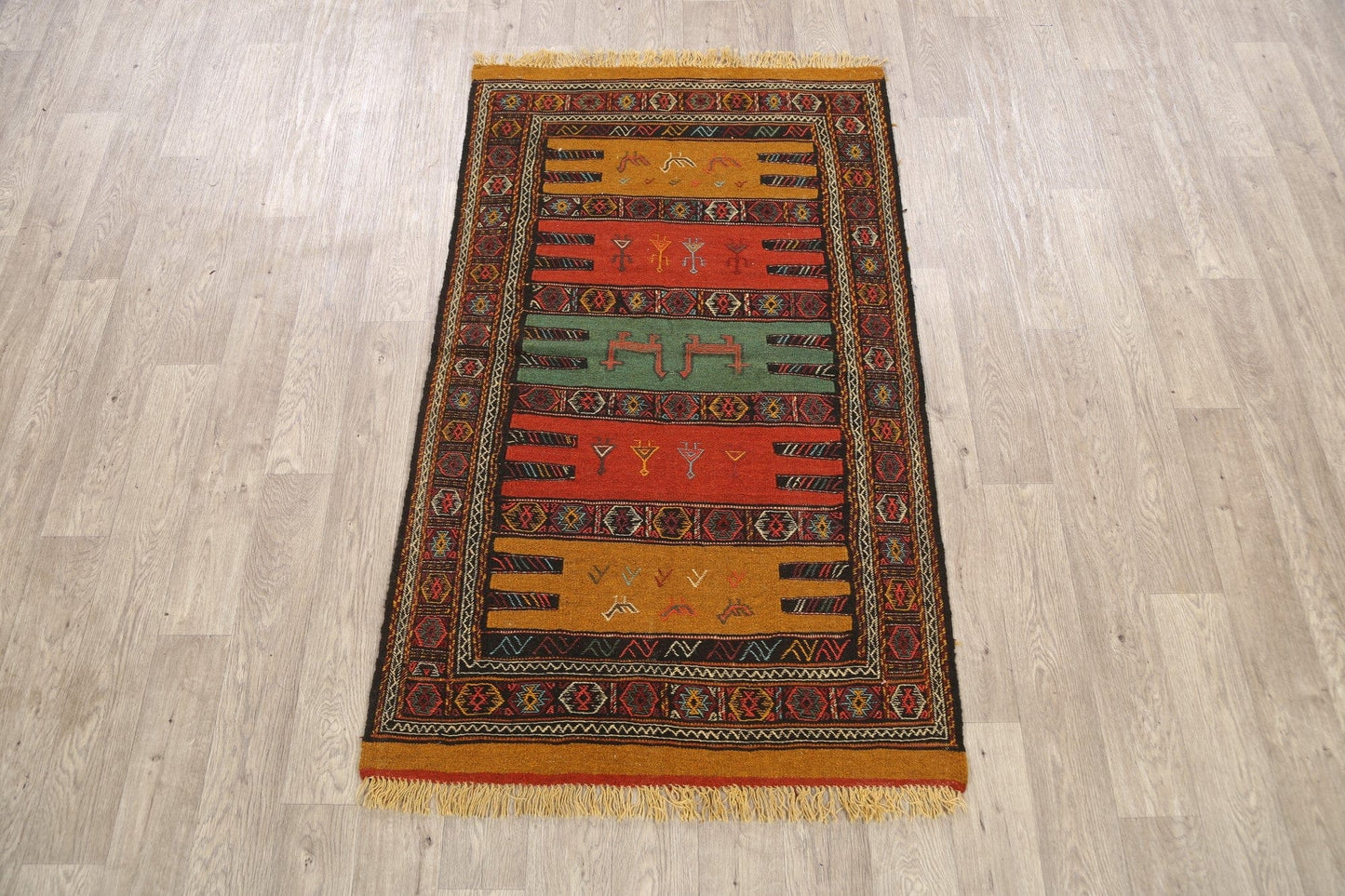 Tribal Sumak Kilim Hand-Woven Persian Area Rug 3x6