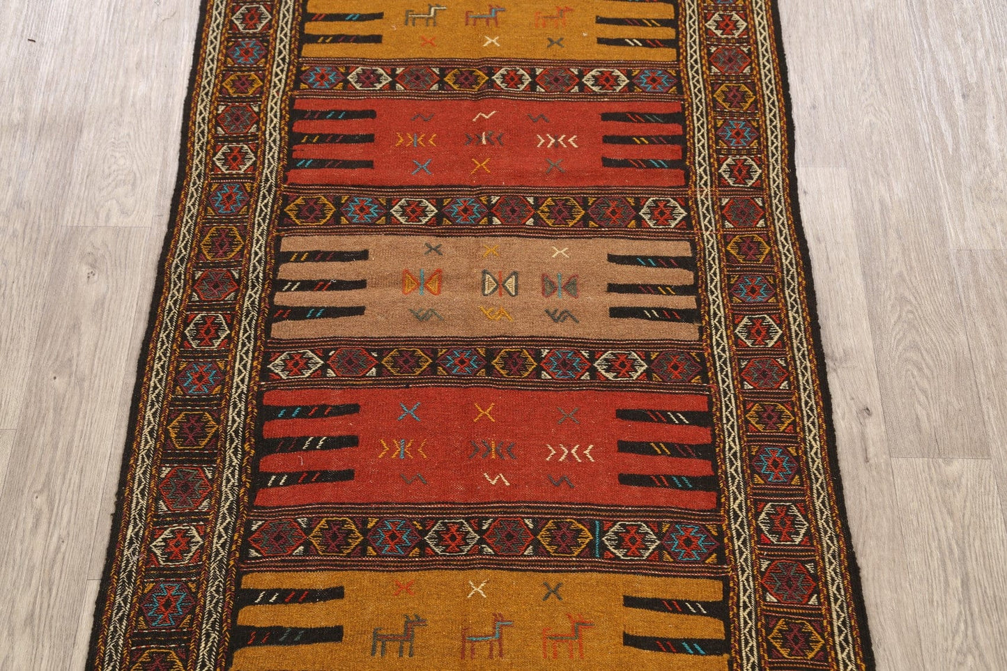 Tribal Sumak Kilim Hand-Woven Persian Area Rug 3x6