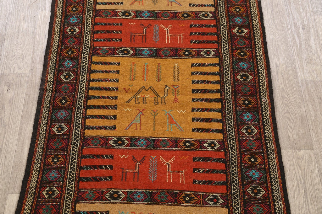 Tribal Sumak Kilim Hand-Woven Persian Area Rug 4x6