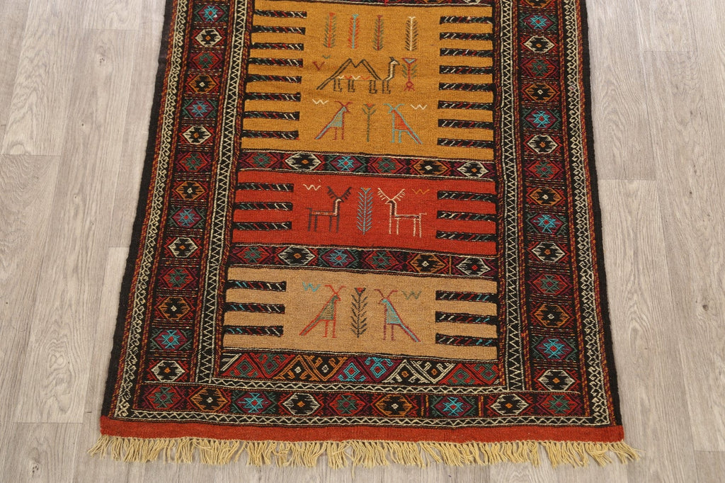 Tribal Sumak Kilim Hand-Woven Persian Area Rug 4x6