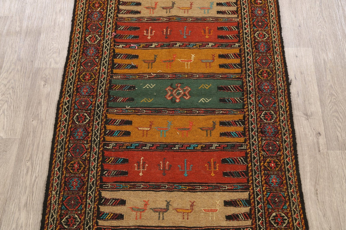 Tribal Sumak Kilim Hand-Woven Persian Area Rug 3x6