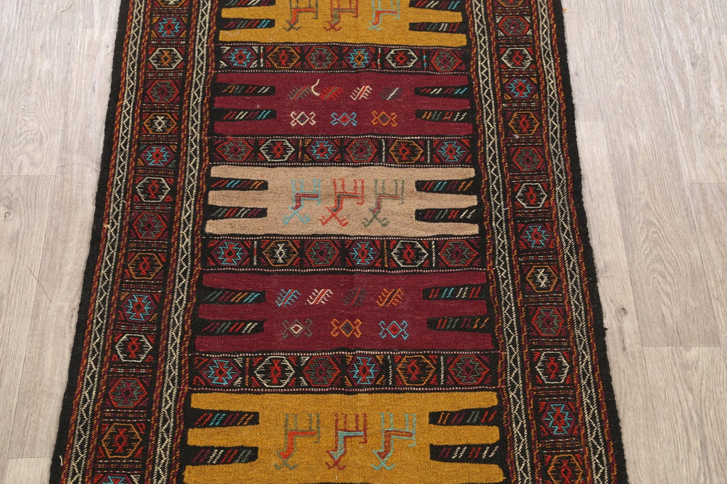 Tribal Sumak Kilim Hand-Woven Persian Area Rug 3x6