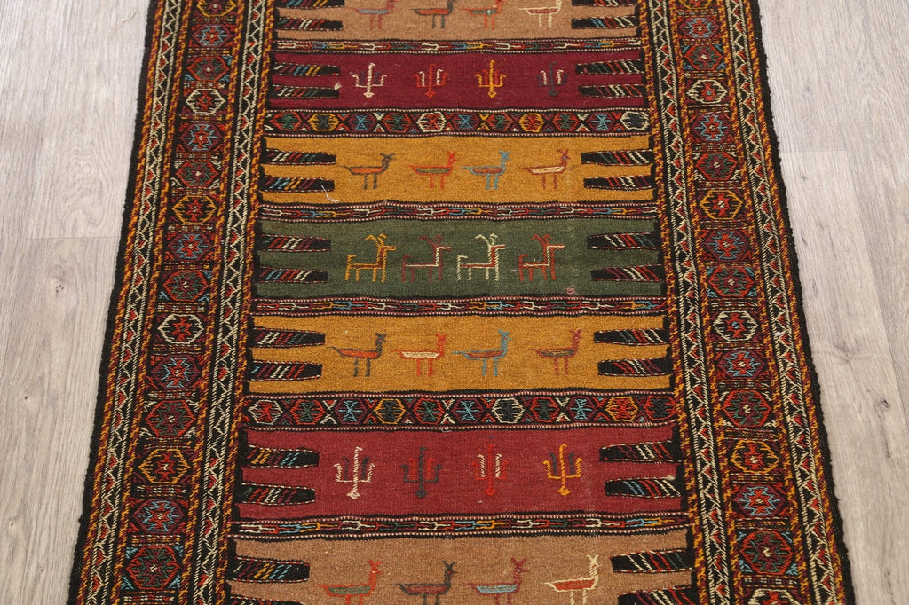 Tribal Sumak Kilim Hand-Woven Persian Area Rug 3x6