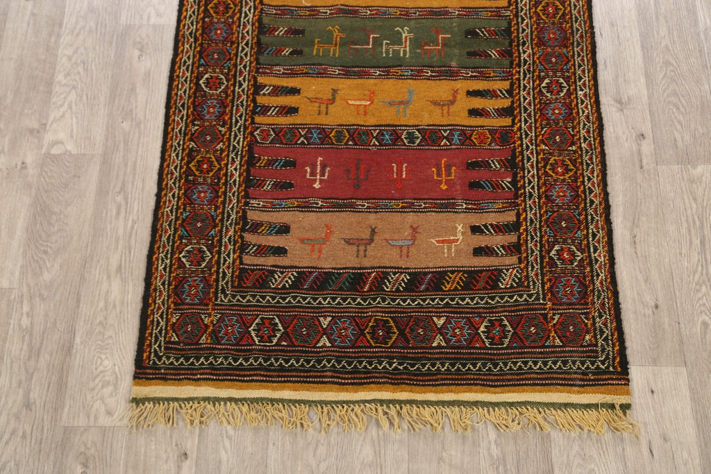 Tribal Sumak Kilim Hand-Woven Persian Area Rug 3x6