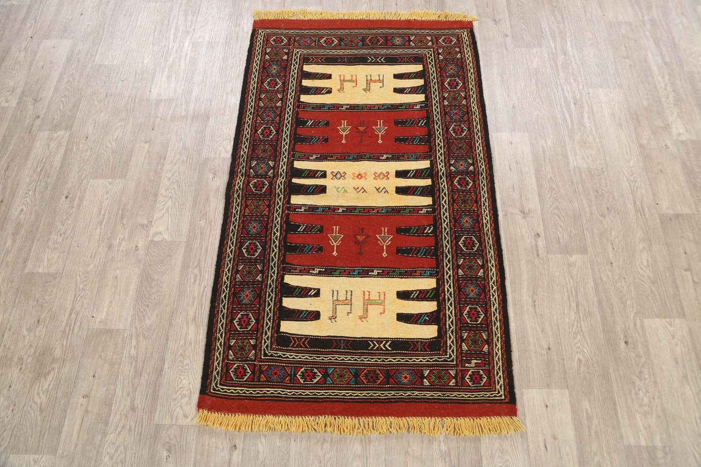 Tribal Sumak Kilim Hand-Woven Persian Area Rug 3x6