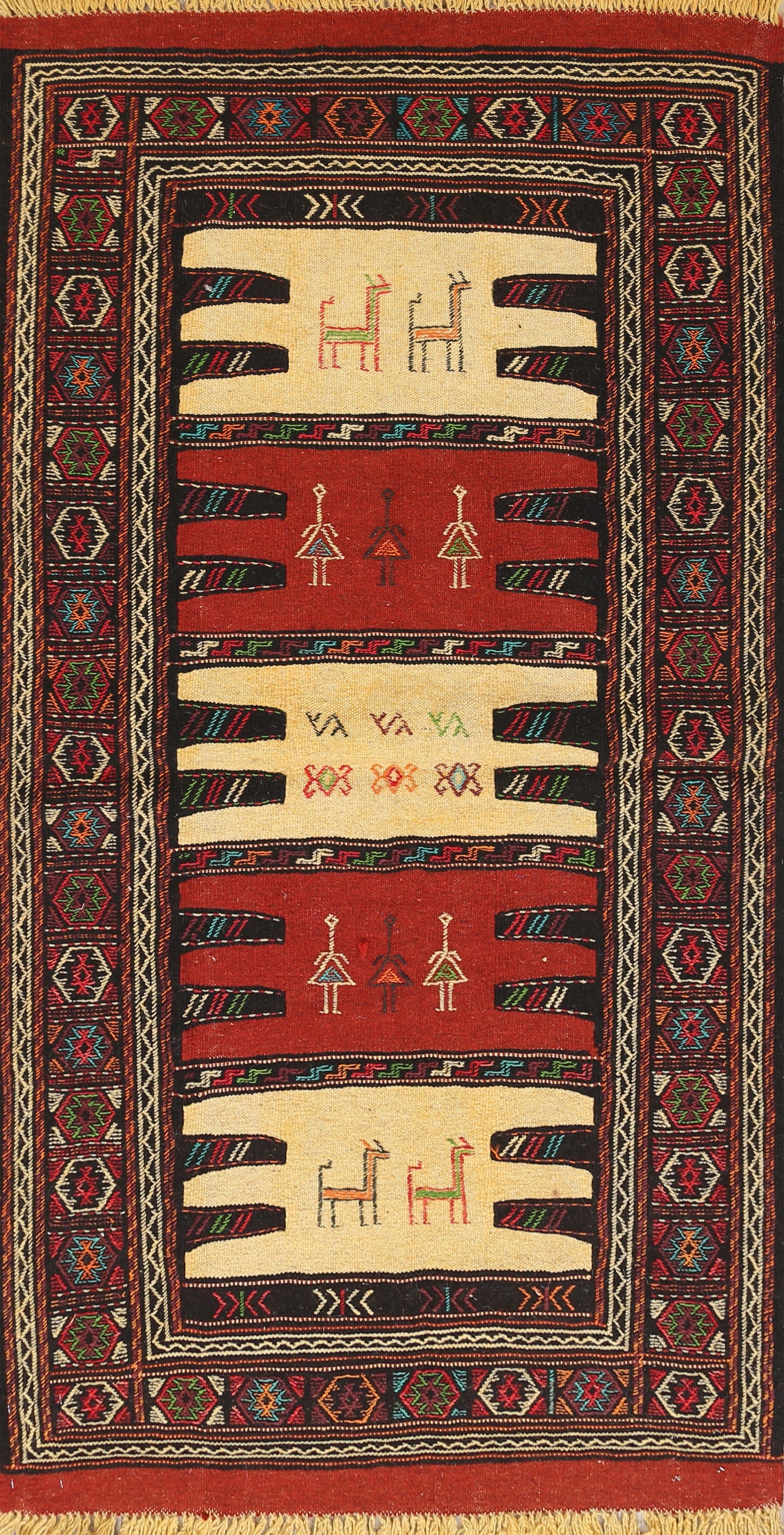 Tribal Sumak Kilim Hand-Woven Persian Area Rug 3x6