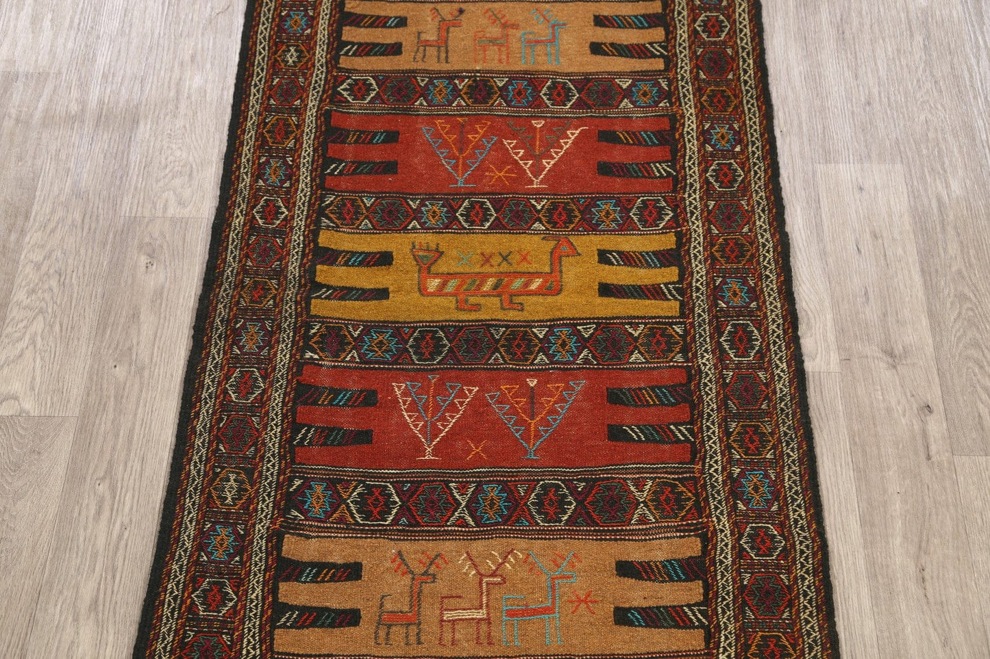 Tribal Sumak Kilim Hand-Woven Persian Area Rug 3x6