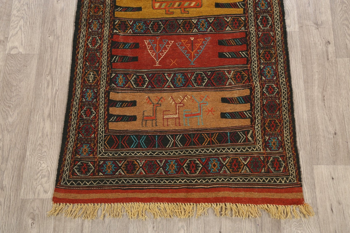 Tribal Sumak Kilim Hand-Woven Persian Area Rug 3x6